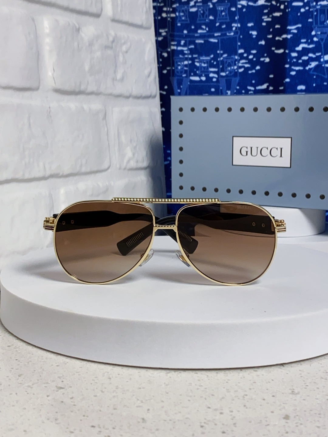 Gucci古奇 2025新款潮款太阳镜防紫外线墨镜男女复古时尚飞行员蛤蟆镜 高端上档次