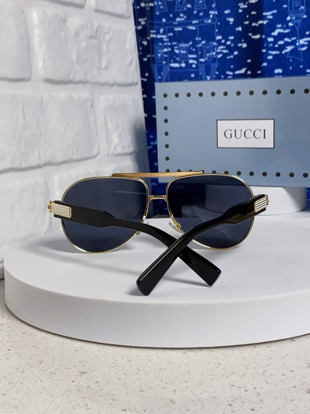 Gucci古奇 2025新款潮款太阳镜防紫外线墨镜男女复古时尚飞行员蛤蟆镜 高端上档次