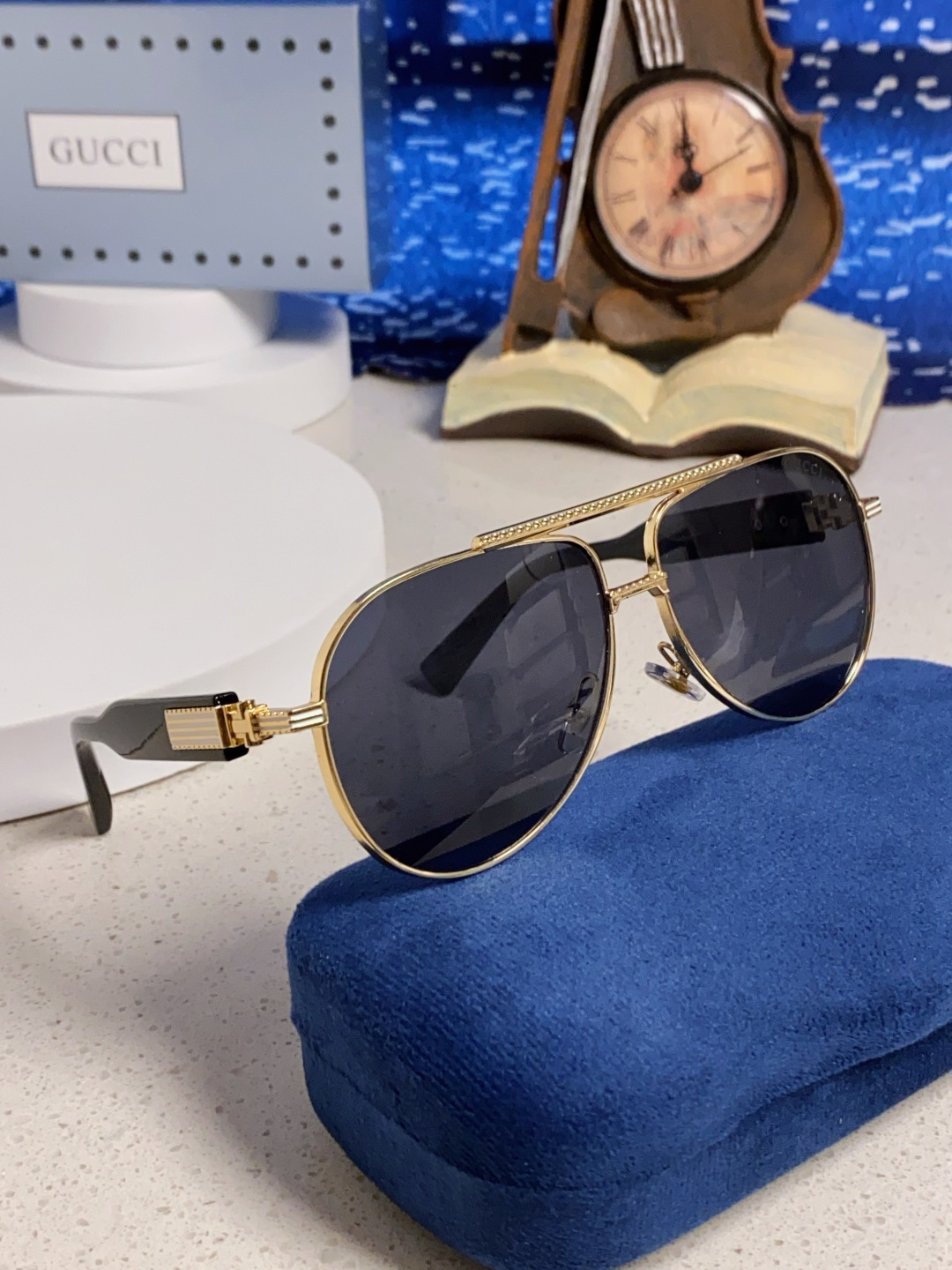 Gucci古奇 2025新款潮款太阳镜防紫外线墨镜男女复古时尚飞行员蛤蟆镜 高端上档次