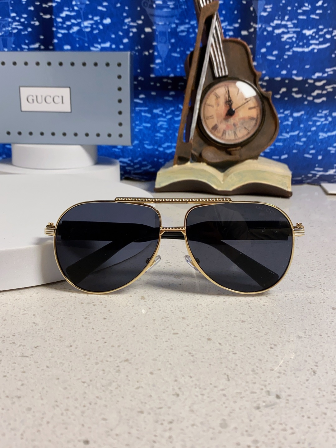 Gucci古奇 2025新款潮款太阳镜防紫外线墨镜男女复古时尚飞行员蛤蟆镜 高端上档次