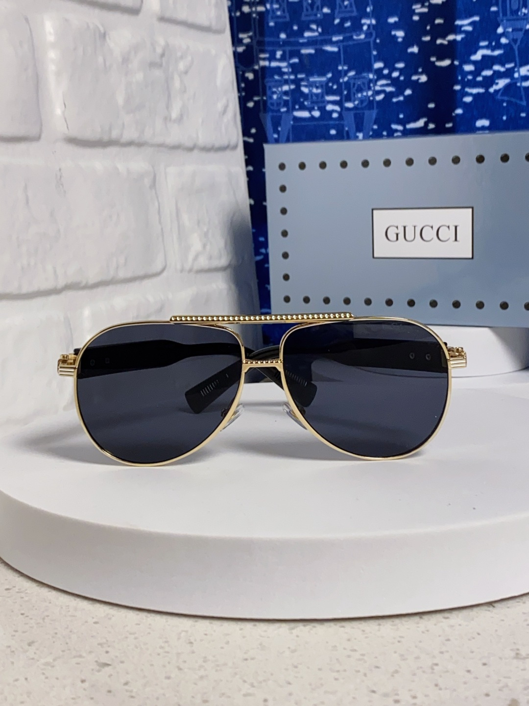 Gucci古奇 2025新款潮款太阳镜防紫外线墨镜男女复古时尚飞行员蛤蟆镜 高端上档次