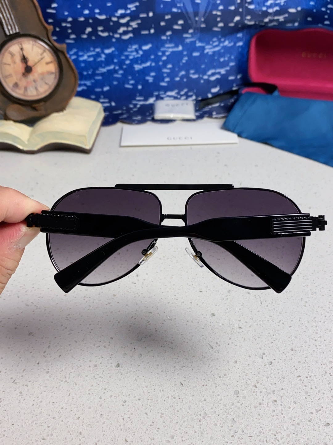 Gucci古奇 2025新款潮款太阳镜防紫外线墨镜男女复古时尚飞行员蛤蟆镜 高端上档次