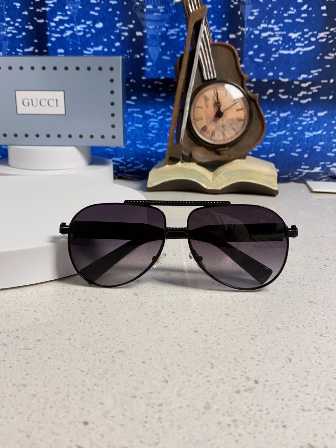 Gucci古奇 2025新款潮款太阳镜防紫外线墨镜男女复古时尚飞行员蛤蟆镜 高端上档次