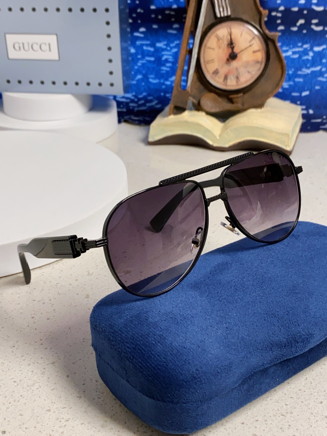 Gucci古奇 2025新款潮款太阳镜防紫外线墨镜男女复古时尚飞行员蛤蟆镜 高端上档次
