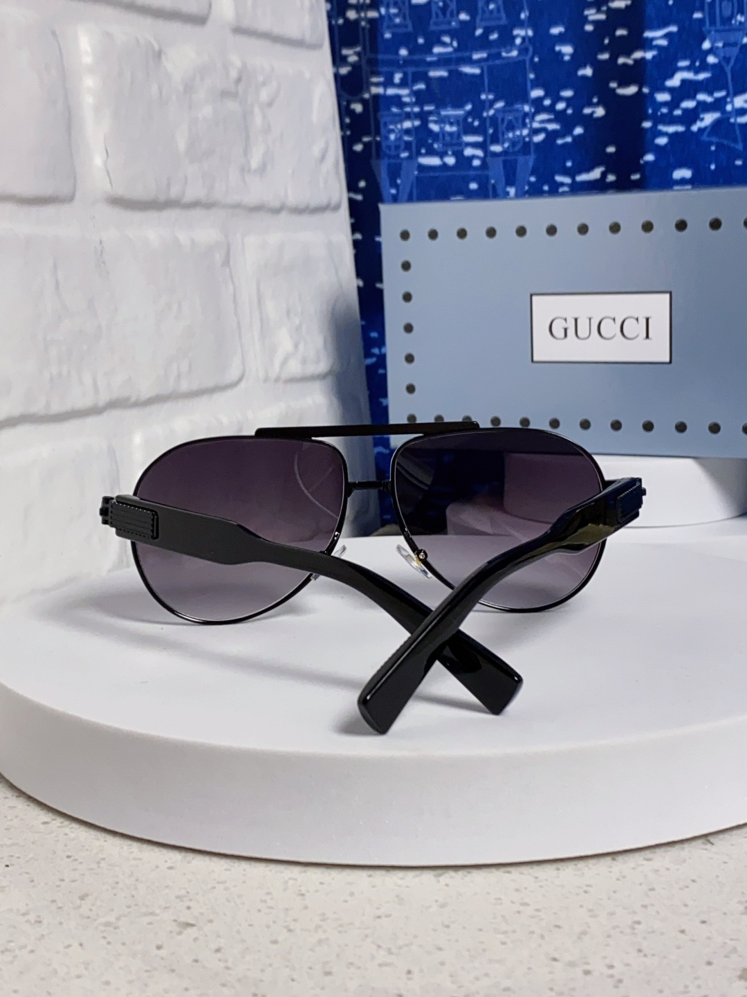 Gucci古奇 2025新款潮款太阳镜防紫外线墨镜男女复古时尚飞行员蛤蟆镜 高端上档次