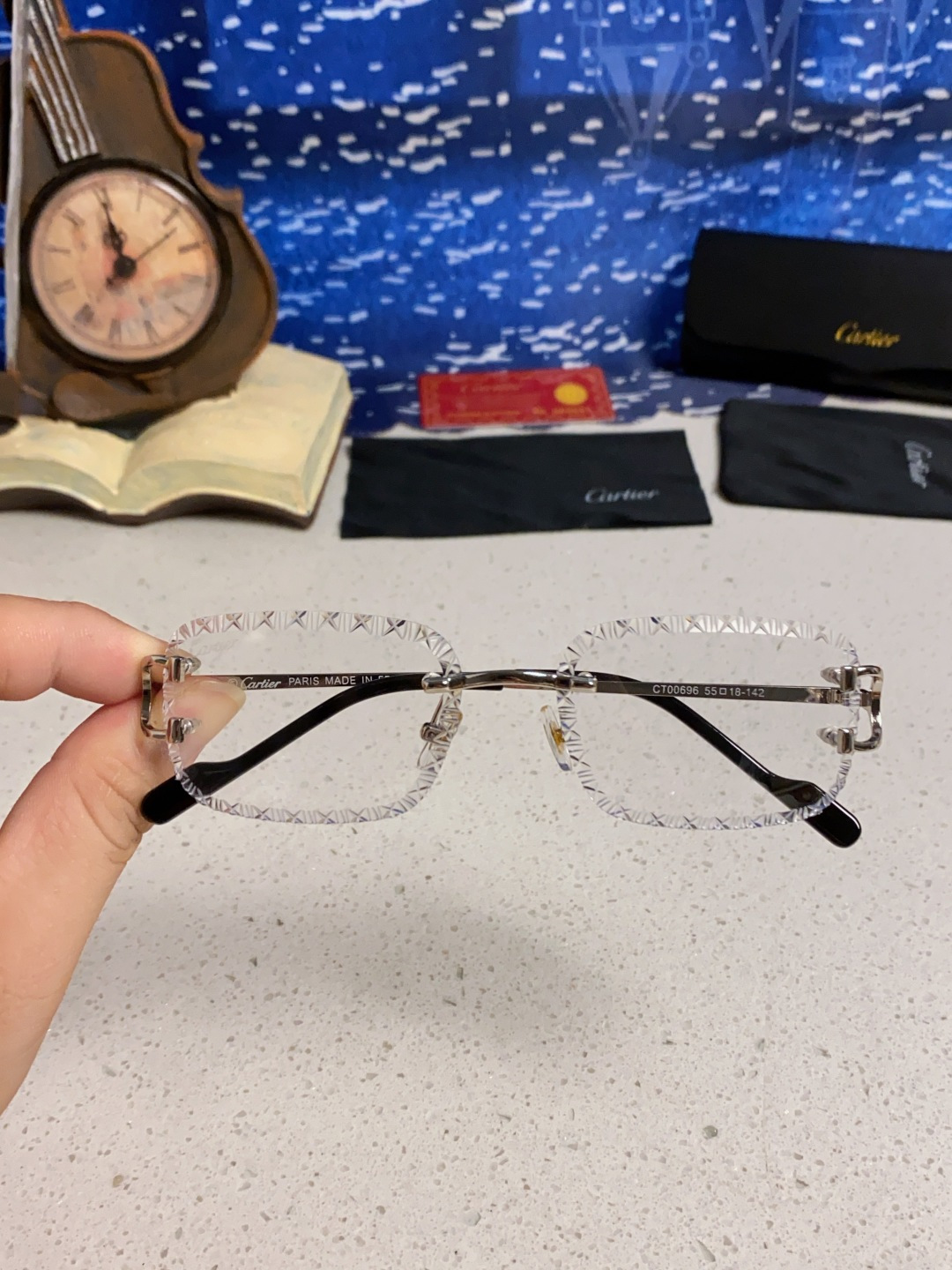Cartier卡地亚 2025新款欧美墨镜女时尚方形跨境太阳镜切边碎花工艺镜片金属防紫外线 高品质