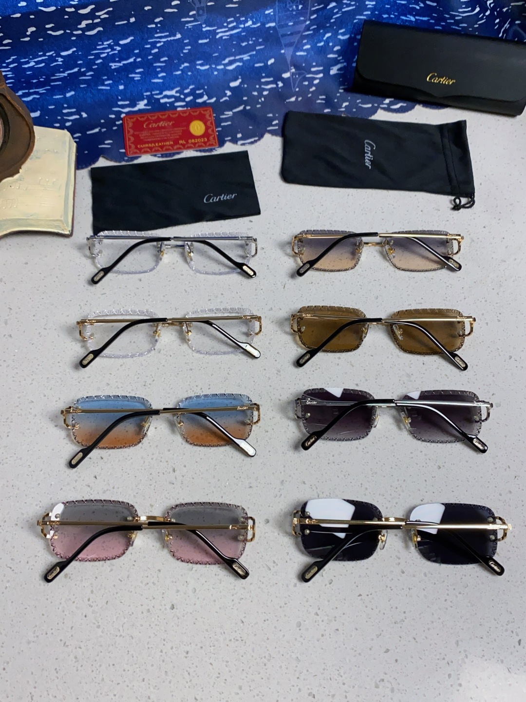 Cartier卡地亚 2025新款欧美墨镜女时尚方形跨境太阳镜切边碎花工艺镜片金属防紫外线 高品质