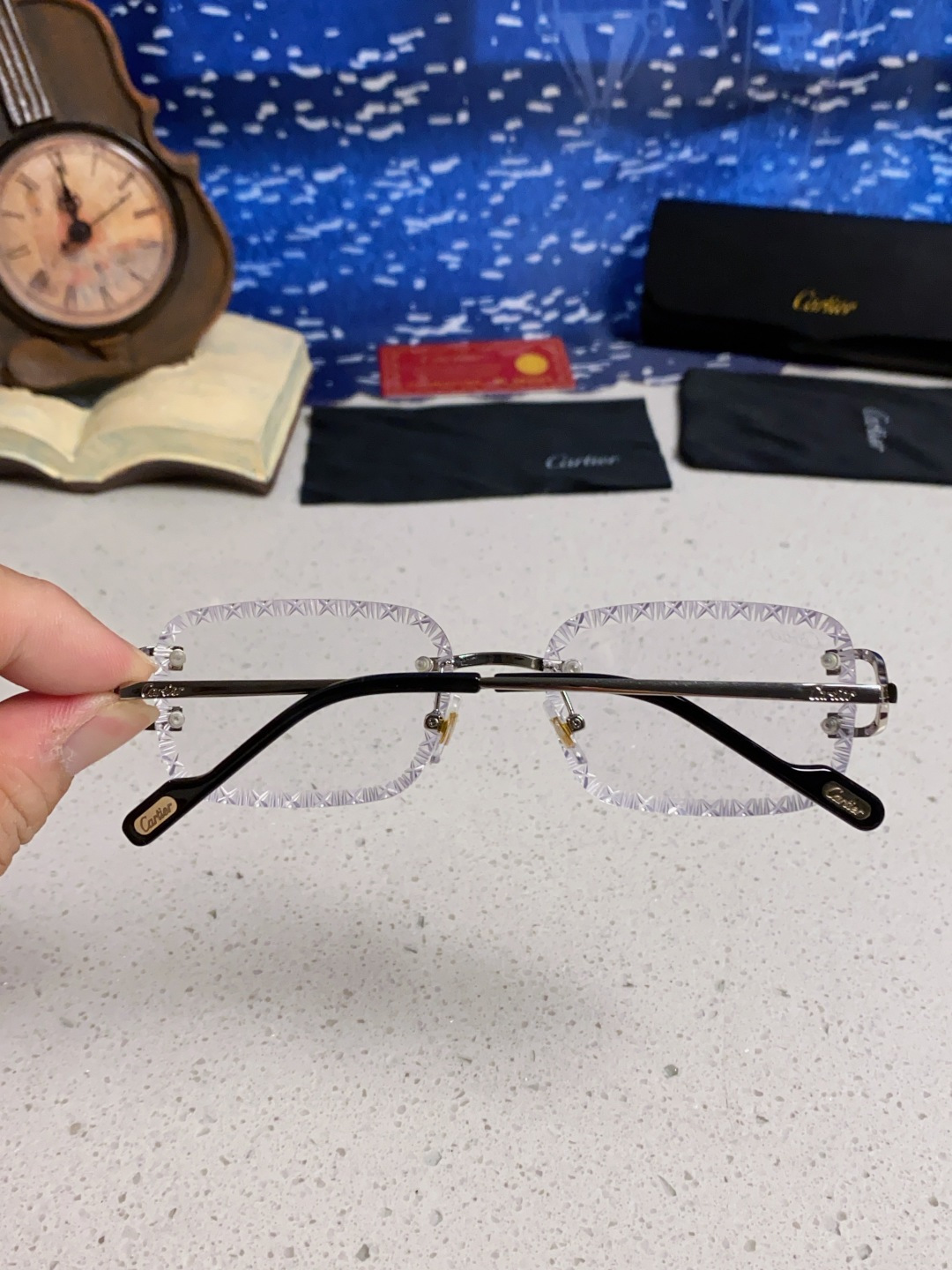 Cartier卡地亚 2025新款欧美墨镜女时尚方形跨境太阳镜切边碎花工艺镜片金属防紫外线 高品质