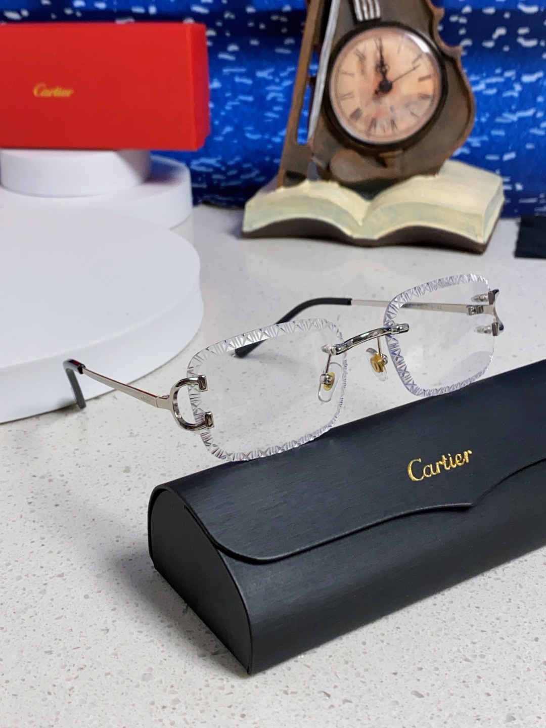 Cartier卡地亚 2025新款欧美墨镜女时尚方形跨境太阳镜切边碎花工艺镜片金属防紫外线 高品质