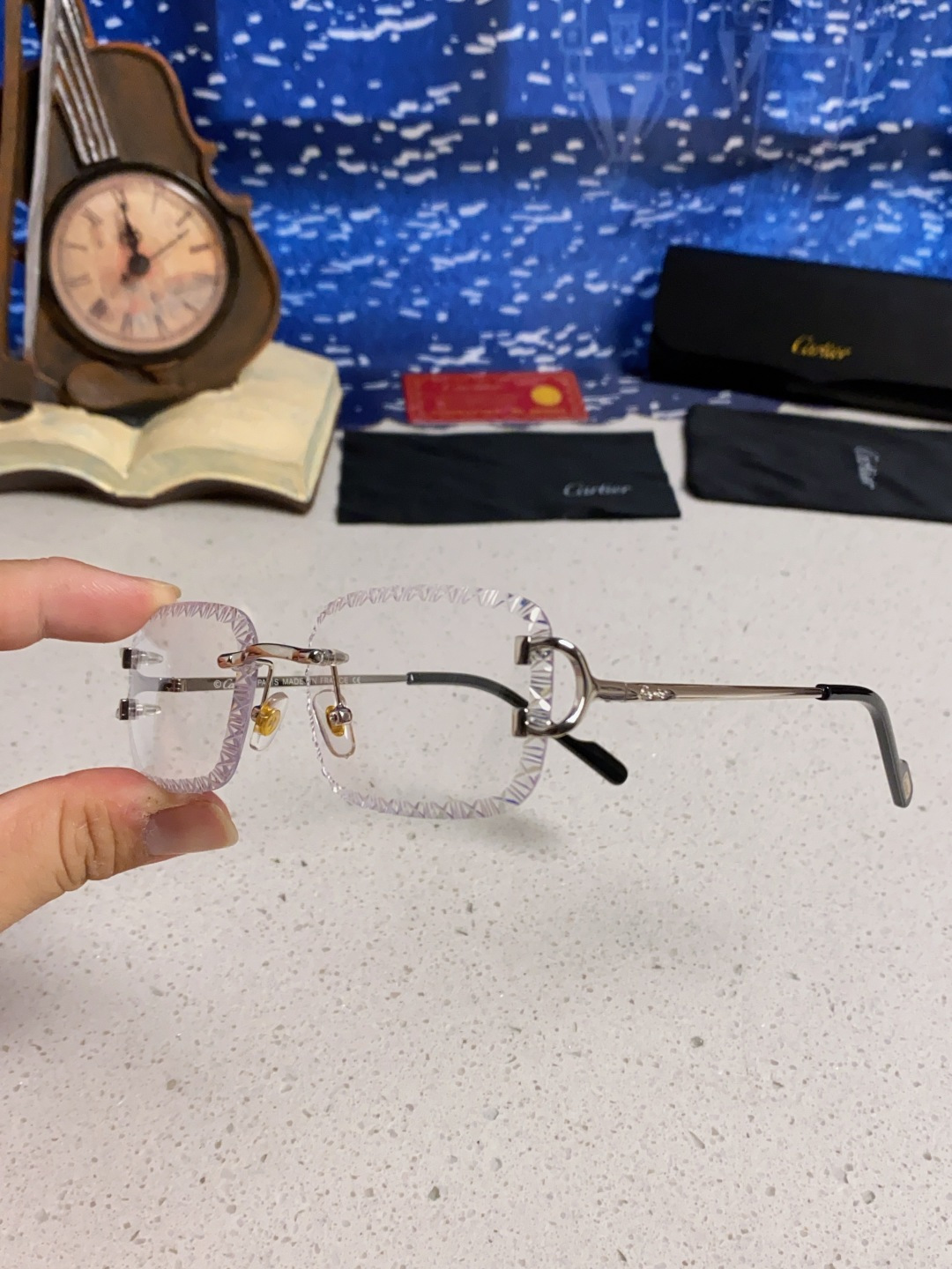 Cartier卡地亚 2025新款欧美墨镜女时尚方形跨境太阳镜切边碎花工艺镜片金属防紫外线 高品质