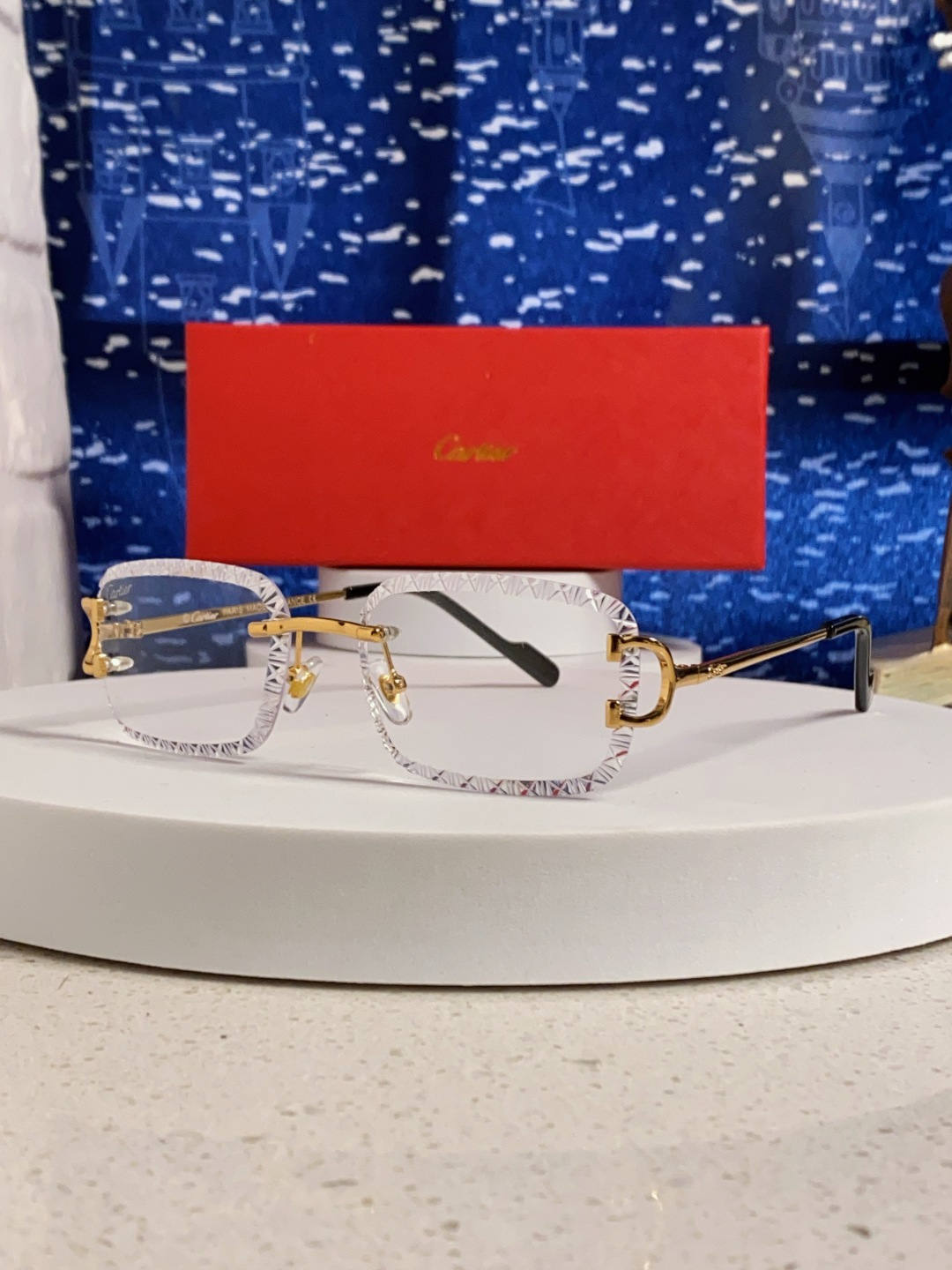 Cartier卡地亚 2025新款欧美墨镜女时尚方形跨境太阳镜切边碎花工艺镜片金属防紫外线 高品质