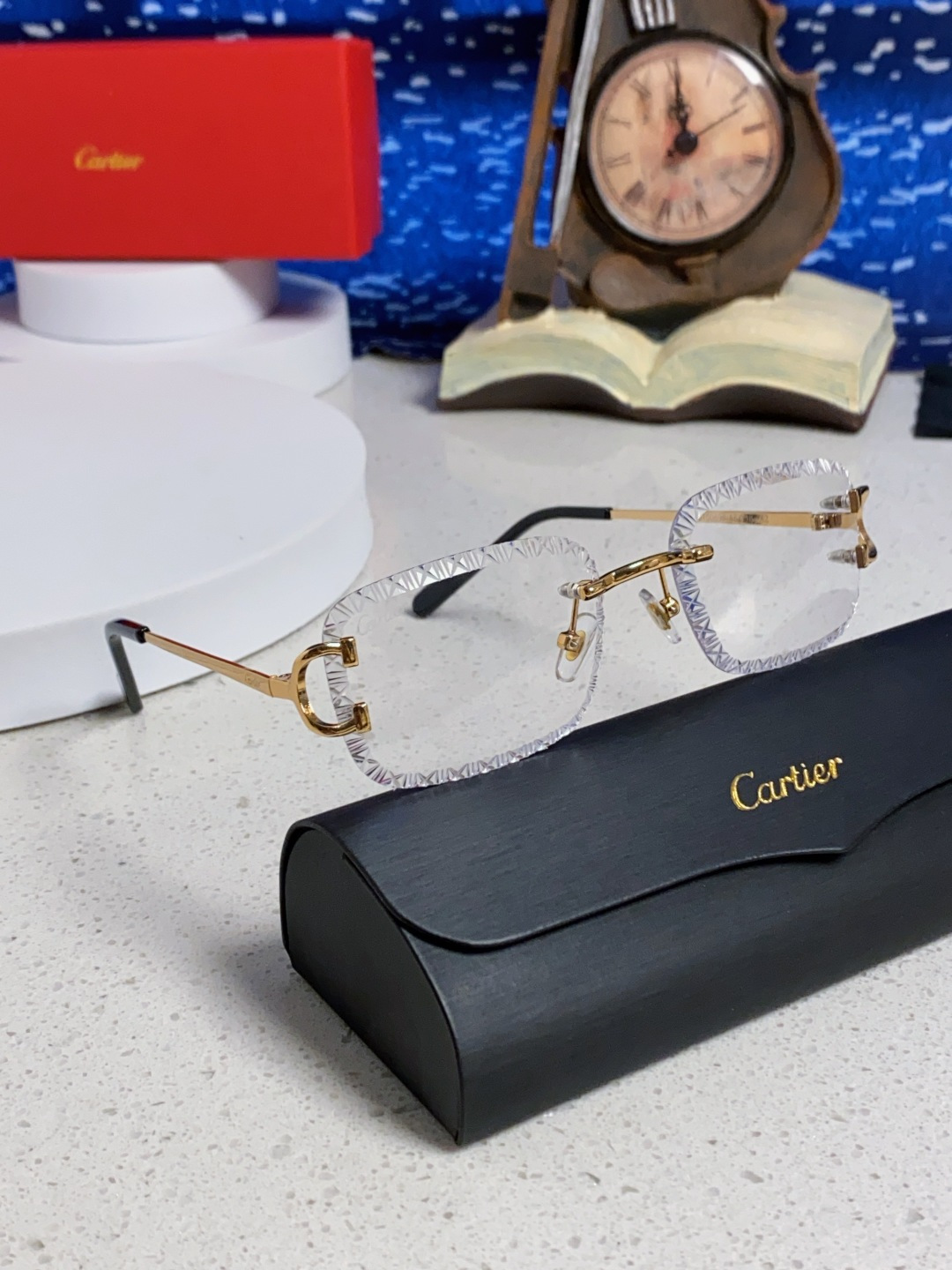 Cartier卡地亚 2025新款欧美墨镜女时尚方形跨境太阳镜切边碎花工艺镜片金属防紫外线 高品质