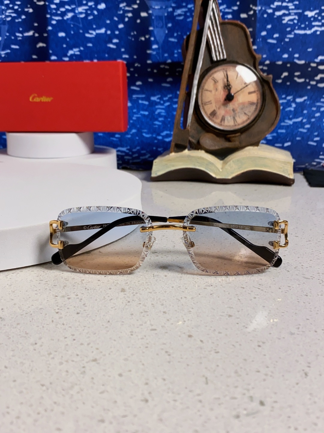 Cartier卡地亚 2025新款欧美墨镜女时尚方形跨境太阳镜切边碎花工艺镜片金属防紫外线 高品质