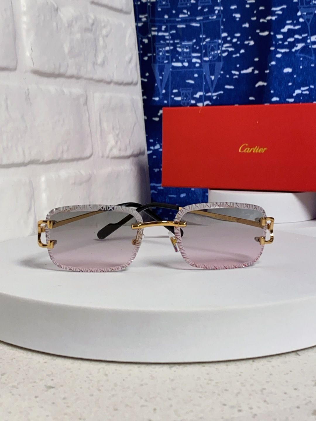 Cartier卡地亚 2025新款欧美墨镜女时尚方形跨境太阳镜切边碎花工艺镜片金属防紫外线 高品质