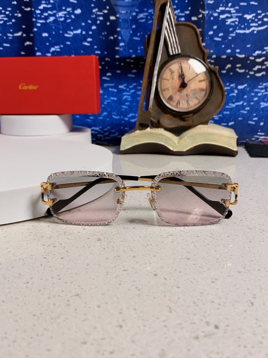 Cartier卡地亚 2025新款欧美墨镜女时尚方形跨境太阳镜切边碎花工艺镜片金属防紫外线 高品质