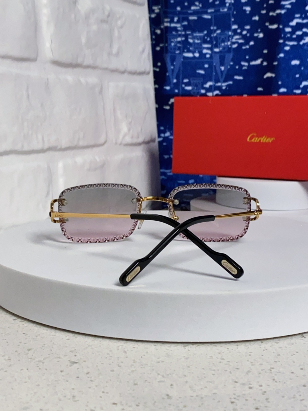 Cartier卡地亚 2025新款欧美墨镜女时尚方形跨境太阳镜切边碎花工艺镜片金属防紫外线 高品质