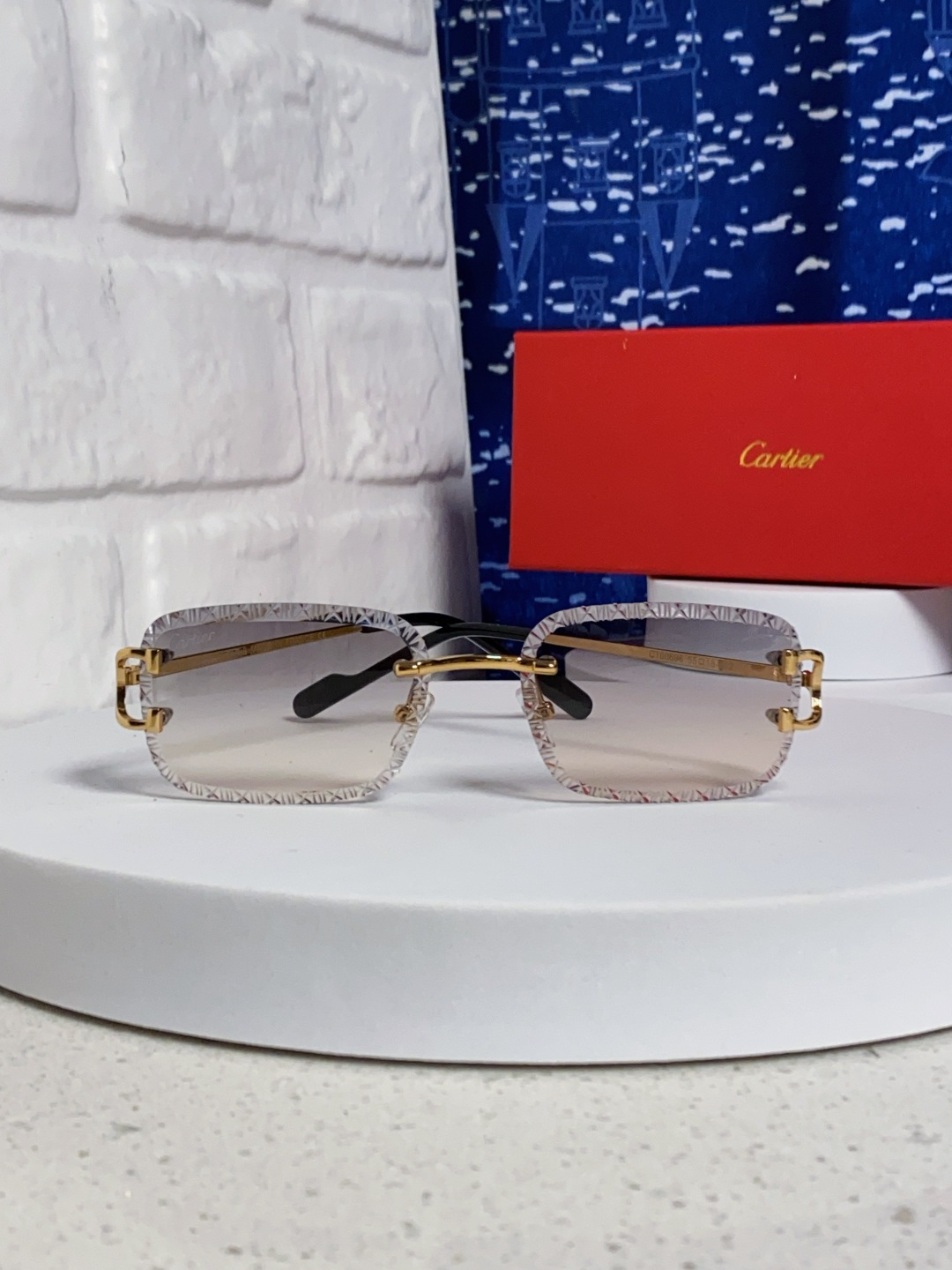 Cartier卡地亚 2025新款欧美墨镜女时尚方形跨境太阳镜切边碎花工艺镜片金属防紫外线 高品质