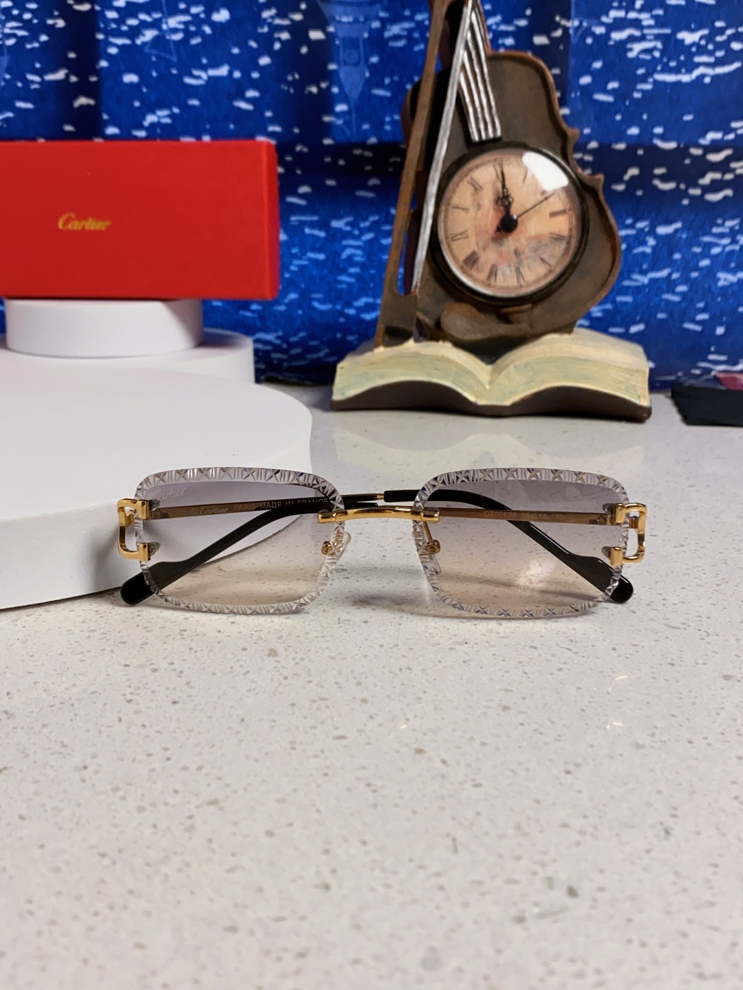 Cartier卡地亚 2025新款欧美墨镜女时尚方形跨境太阳镜切边碎花工艺镜片金属防紫外线 高品质