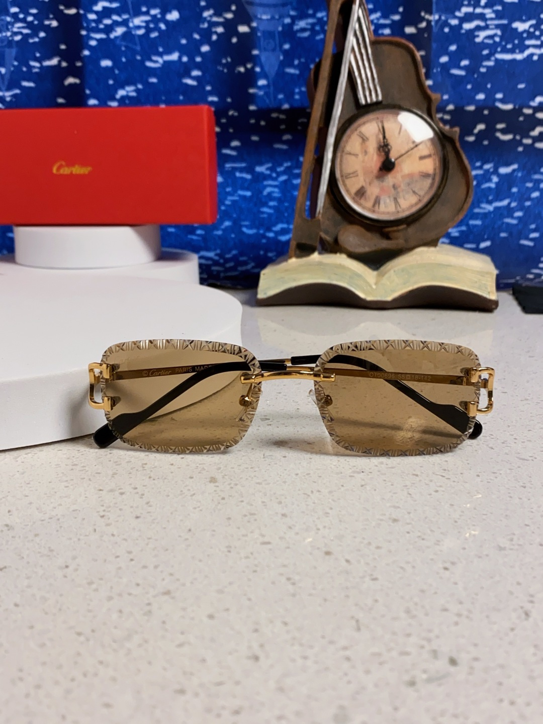 Cartier卡地亚 2025新款欧美墨镜女时尚方形跨境太阳镜切边碎花工艺镜片金属防紫外线 高品质