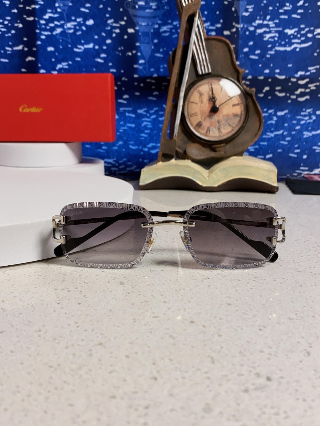 Cartier卡地亚 2025新款欧美墨镜女时尚方形跨境太阳镜切边碎花工艺镜片金属防紫外线 高品质