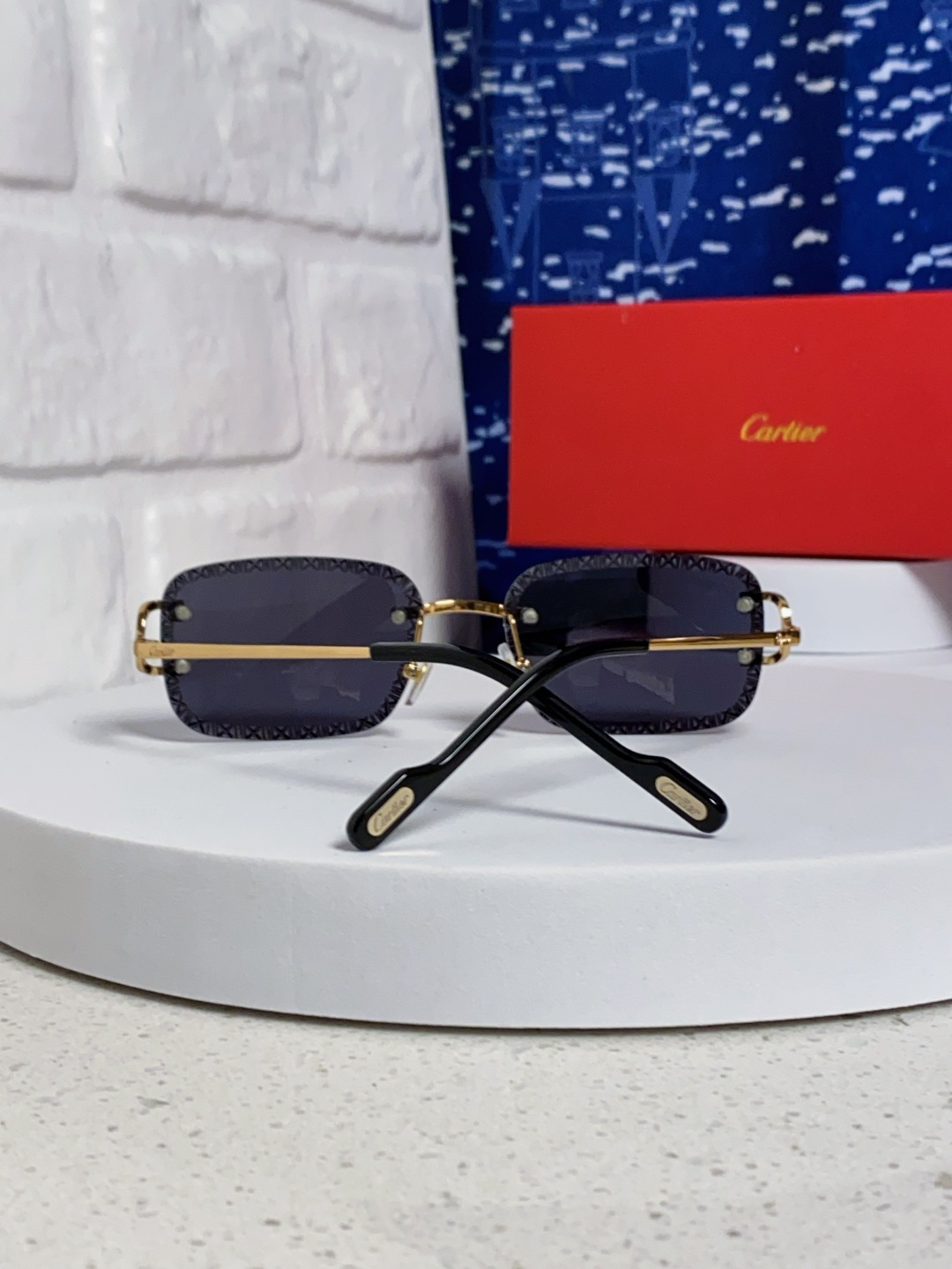 Cartier卡地亚 2025新款欧美墨镜女时尚方形跨境太阳镜切边碎花工艺镜片金属防紫外线 高品质