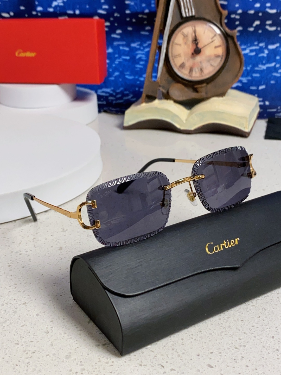 Cartier卡地亚 2025新款欧美墨镜女时尚方形跨境太阳镜切边碎花工艺镜片金属防紫外线 高品质