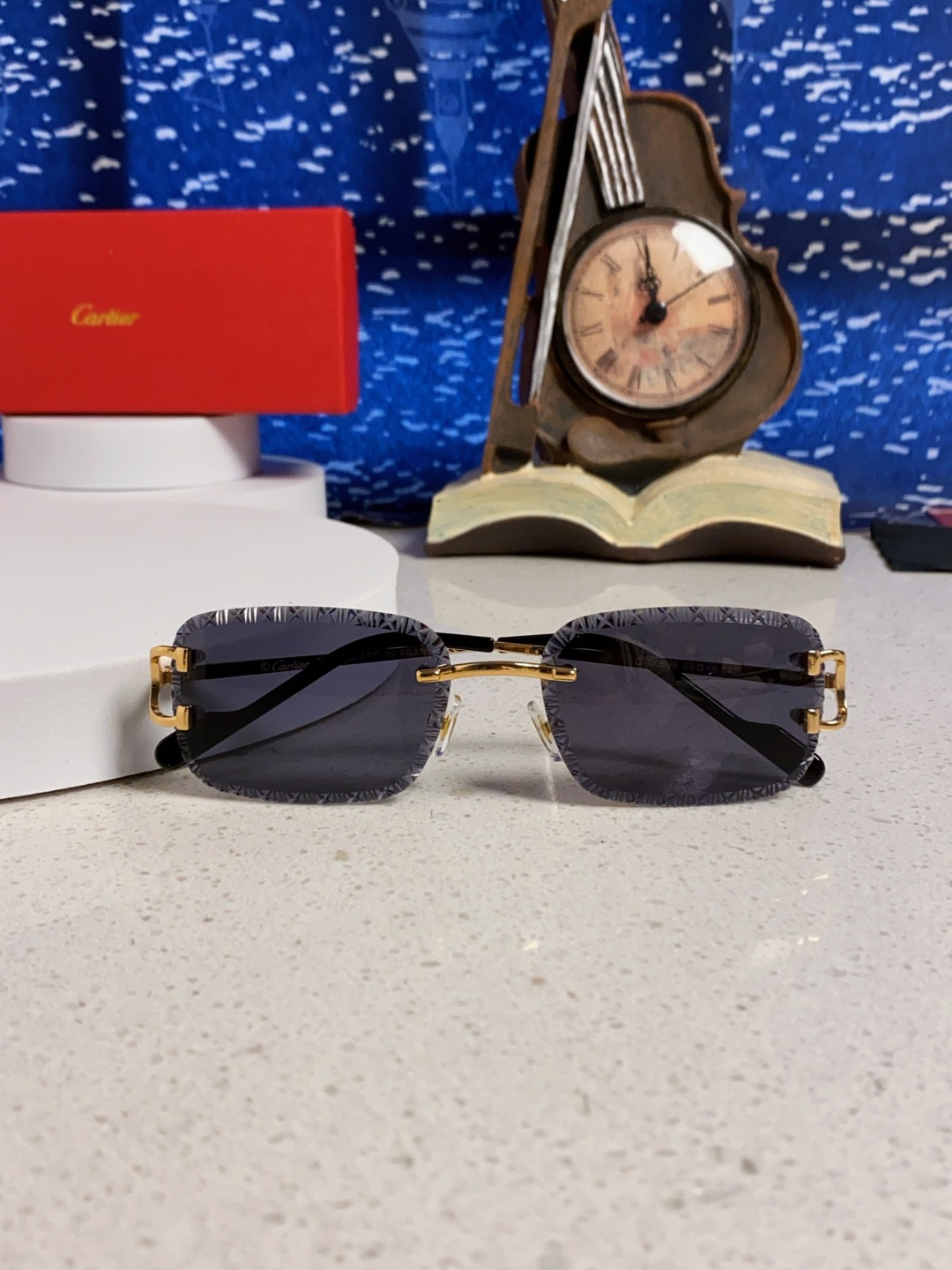 Cartier卡地亚 2025新款欧美墨镜女时尚方形跨境太阳镜切边碎花工艺镜片金属防紫外线 高品质