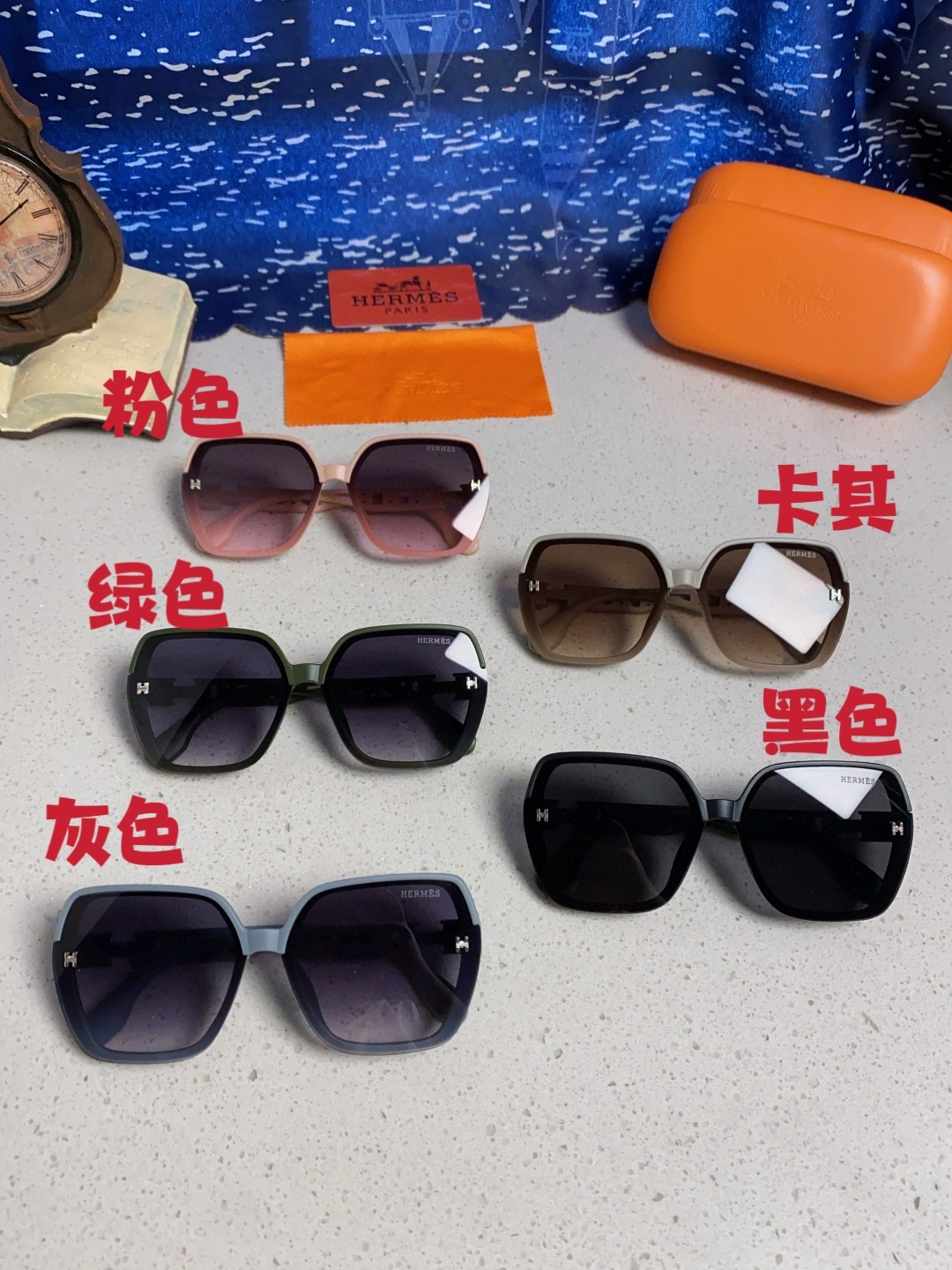 Hermes爱马仕 2025新款时尚偏光太阳镜女开车墨镜H家眼镜圆框镂空大框显脸小防紫外女款