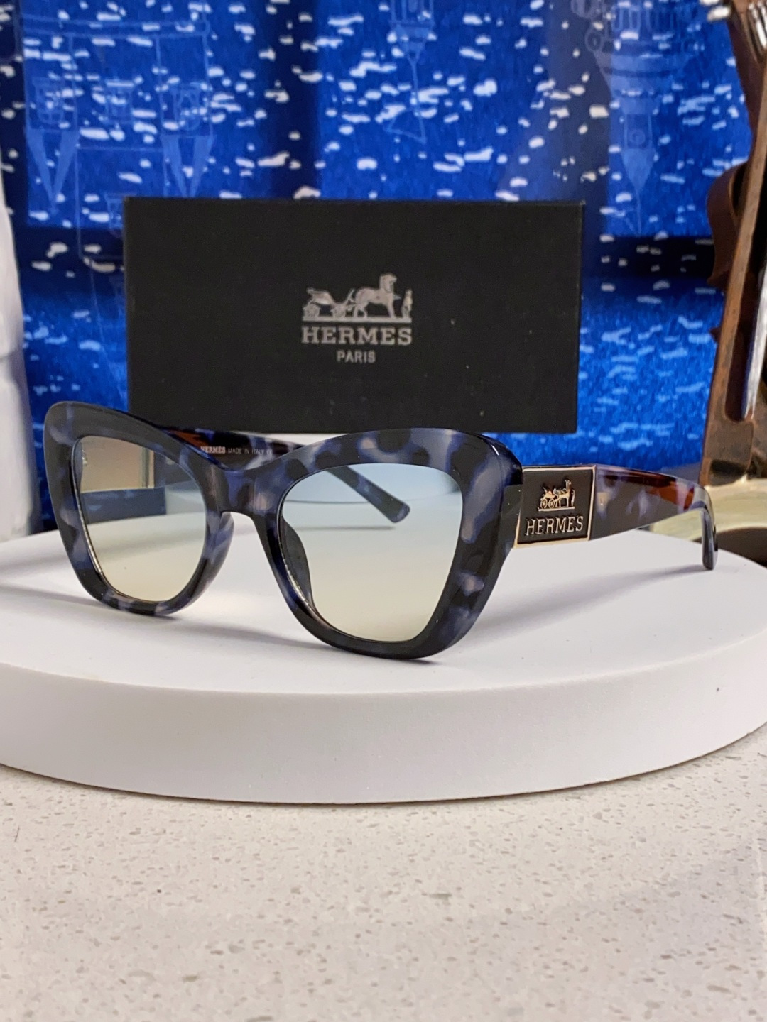 Hermes爱马仕 2025新款多边形猫眼墨镜方圆大脸显瘦太阳眼镜高级感防晒紫外线潮男女通用