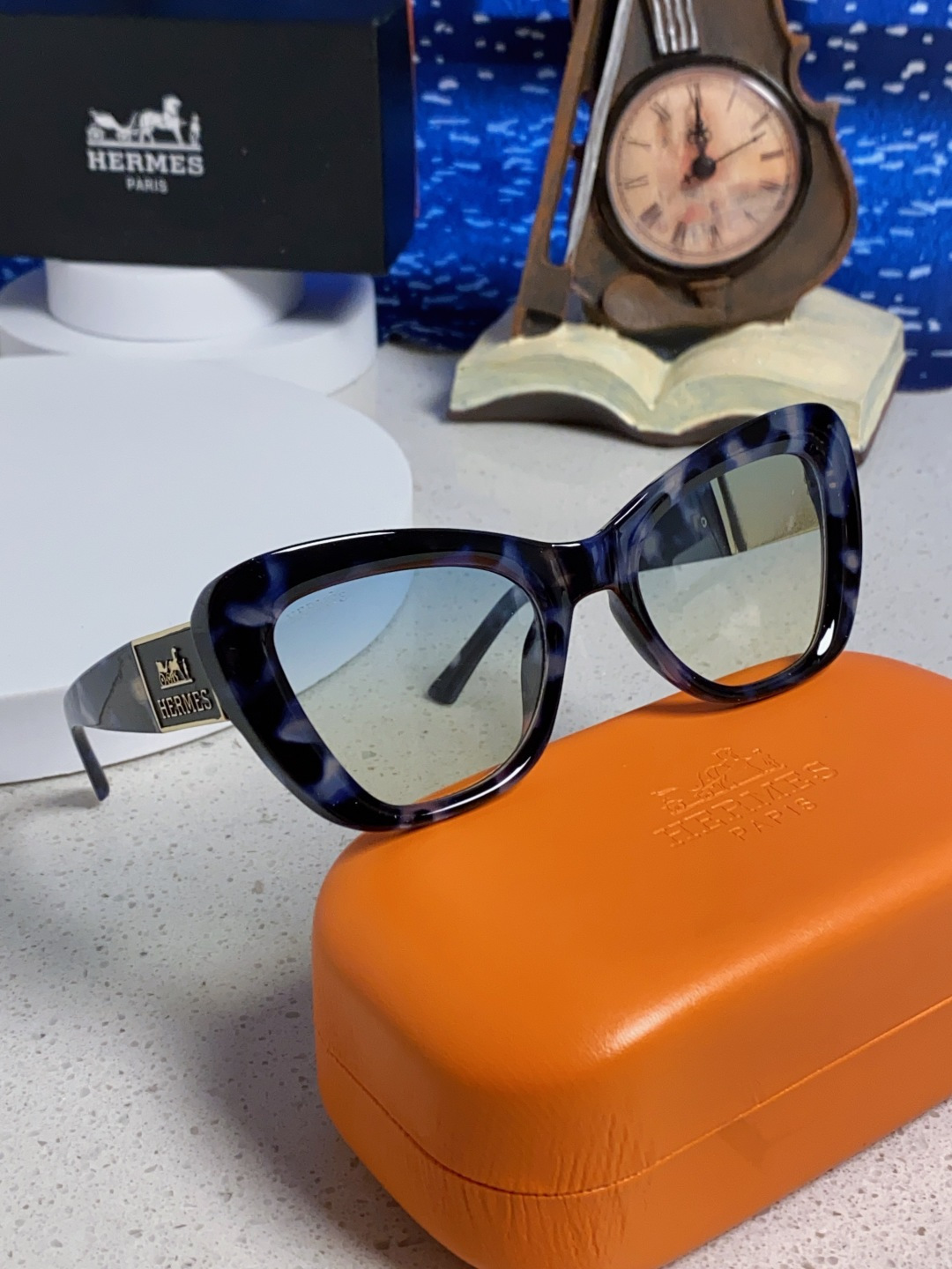 Hermes爱马仕 2025新款多边形猫眼墨镜方圆大脸显瘦太阳眼镜高级感防晒紫外线潮男女通用