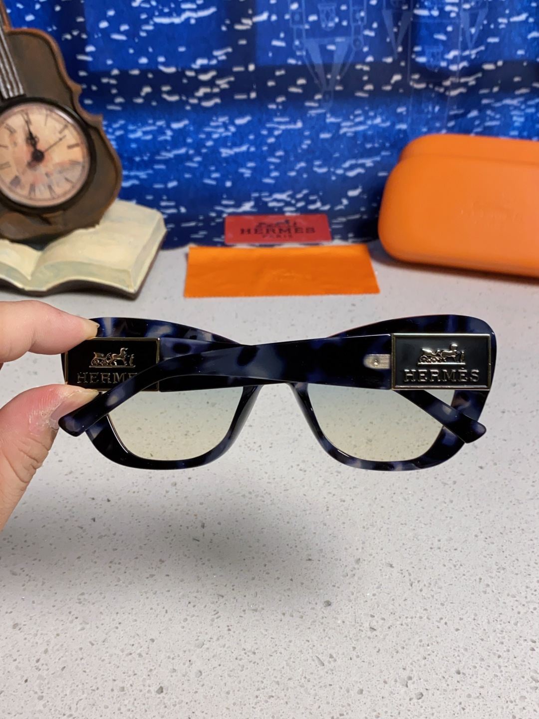 Hermes爱马仕 2025新款多边形猫眼墨镜方圆大脸显瘦太阳眼镜高级感防晒紫外线潮男女通用