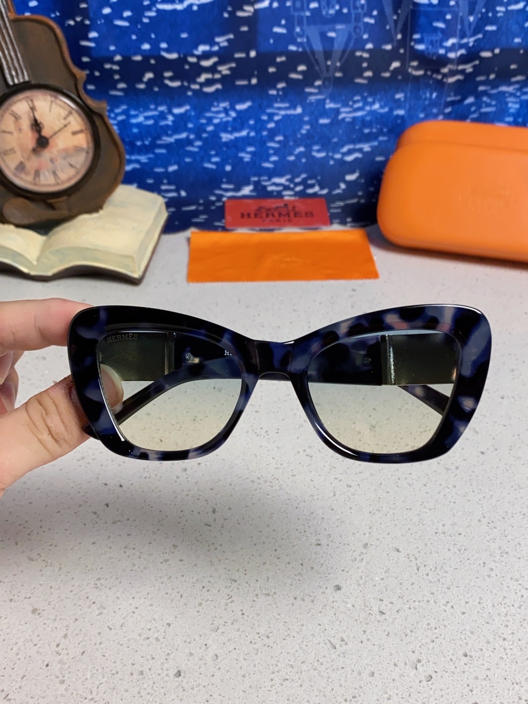 Hermes爱马仕 2025新款多边形猫眼墨镜方圆大脸显瘦太阳眼镜高级感防晒紫外线潮男女通用