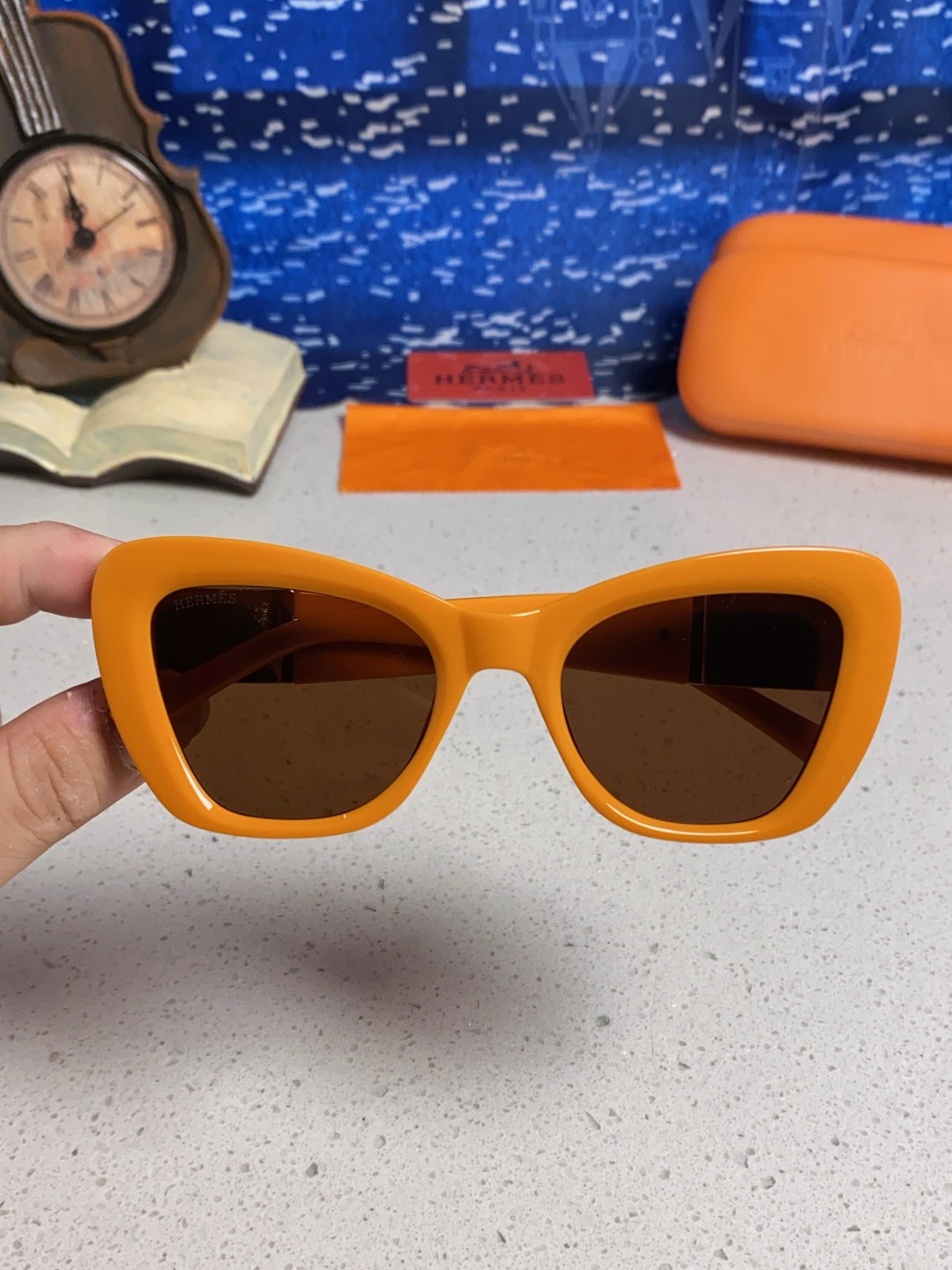 Hermes爱马仕 2025新款多边形猫眼墨镜方圆大脸显瘦太阳眼镜高级感防晒紫外线潮男女通用