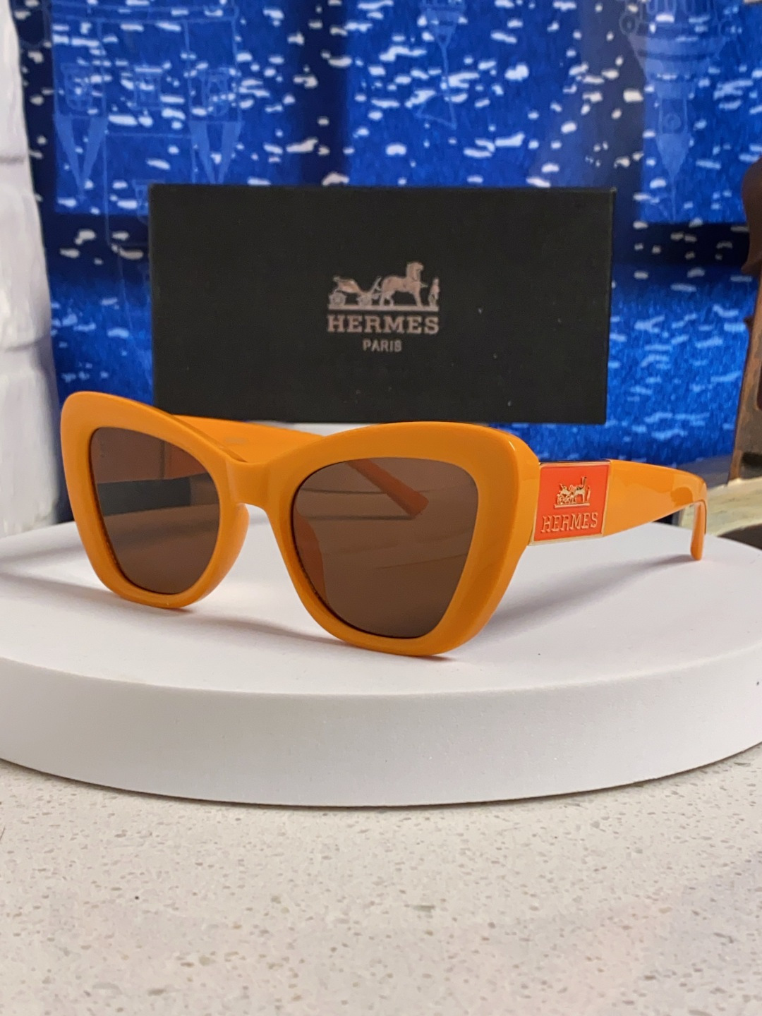 Hermes爱马仕 2025新款多边形猫眼墨镜方圆大脸显瘦太阳眼镜高级感防晒紫外线潮男女通用