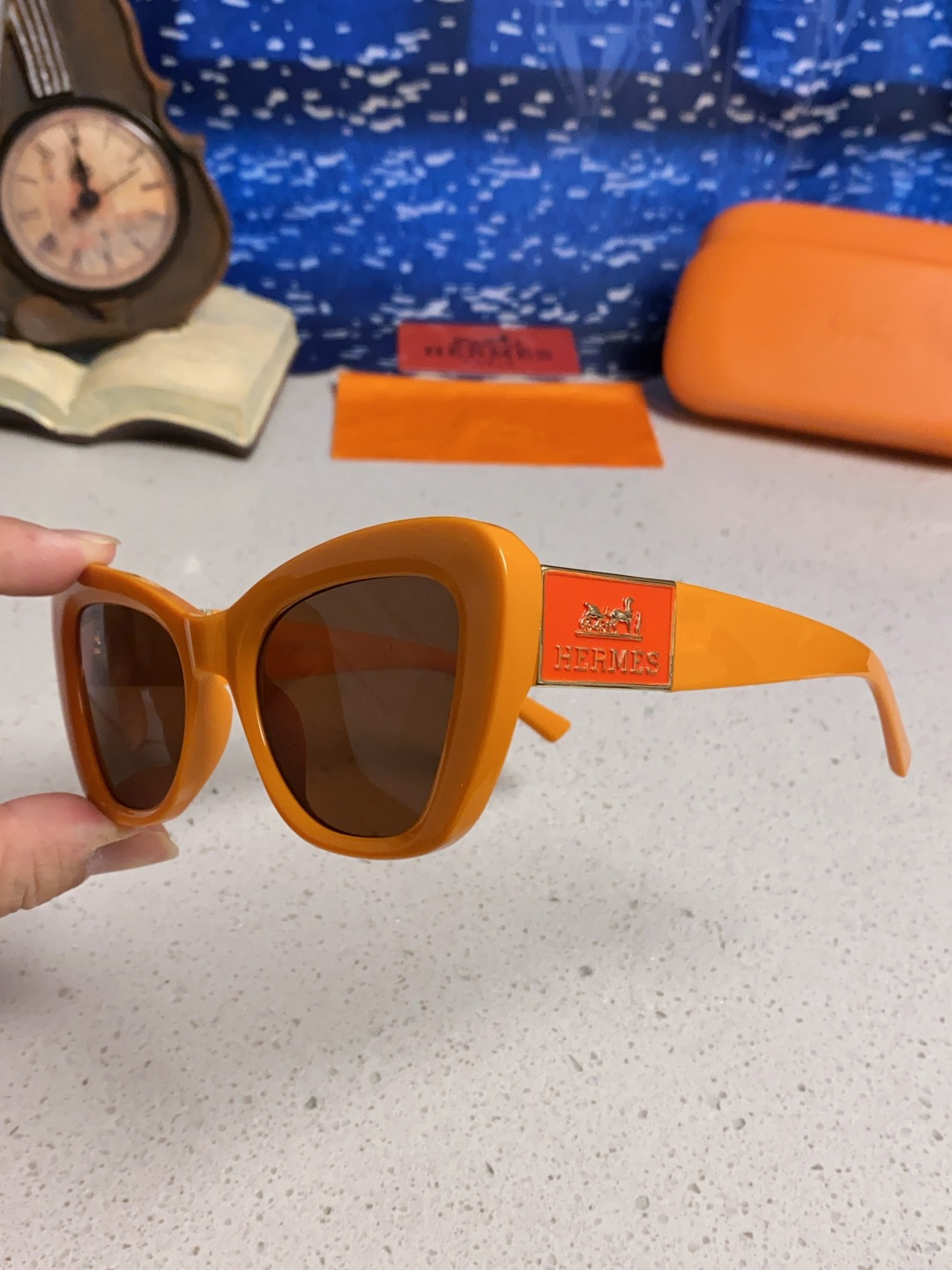 Hermes爱马仕 2025新款多边形猫眼墨镜方圆大脸显瘦太阳眼镜高级感防晒紫外线潮男女通用