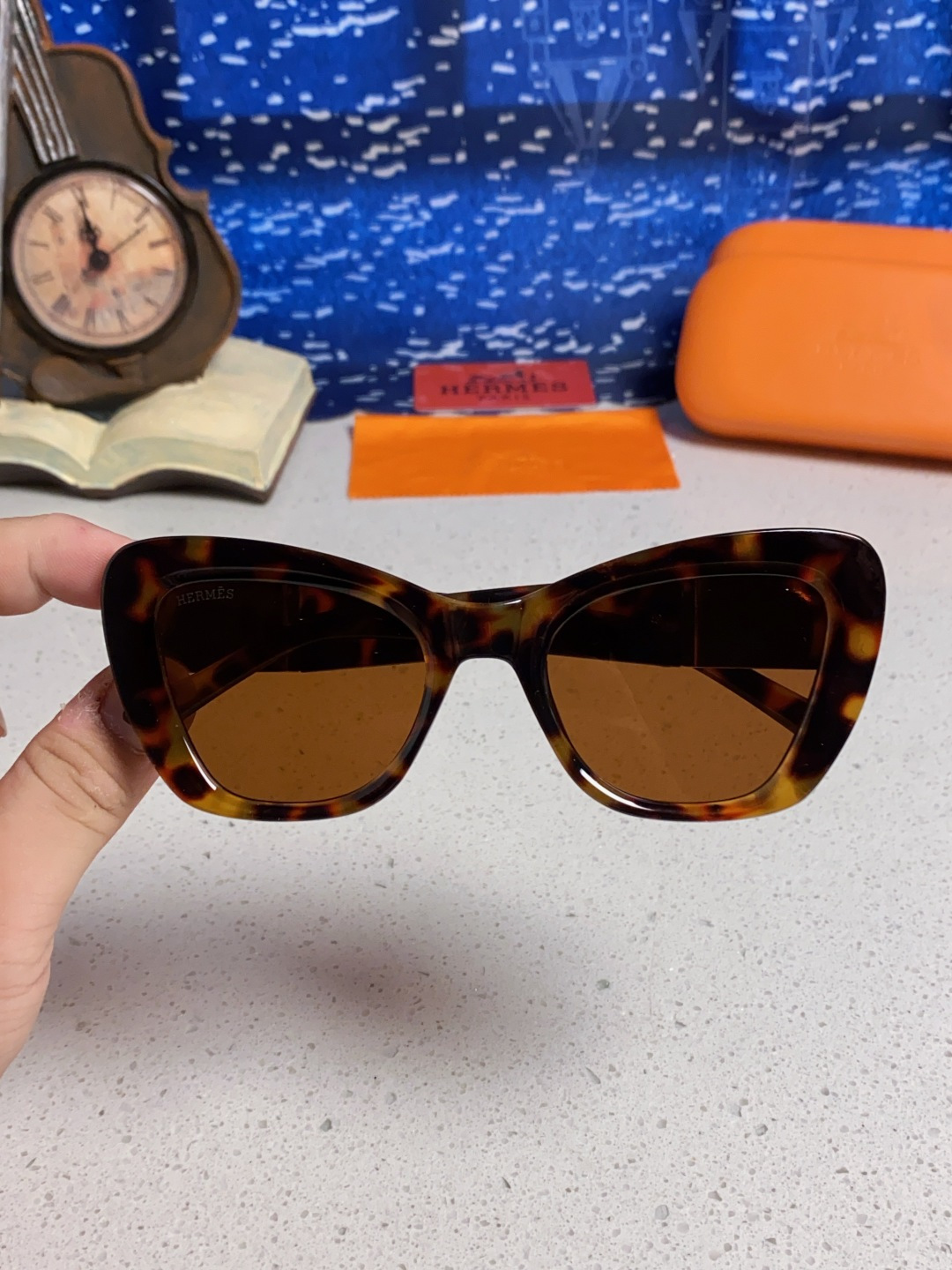 Hermes爱马仕 2025新款多边形猫眼墨镜方圆大脸显瘦太阳眼镜高级感防晒紫外线潮男女通用