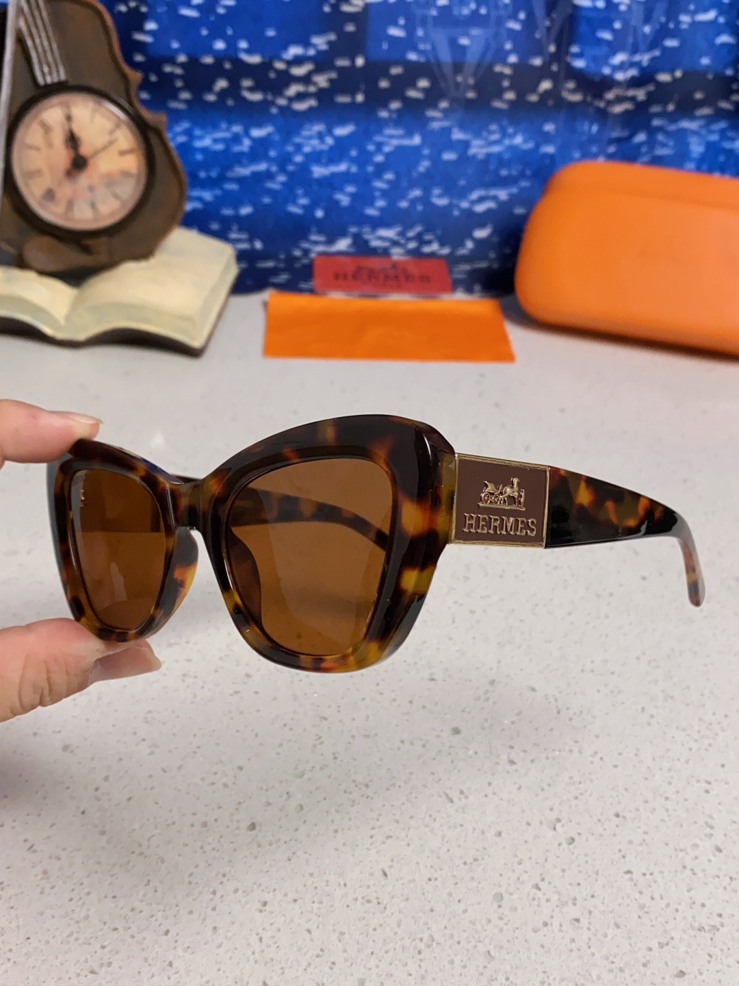 Hermes爱马仕 2025新款多边形猫眼墨镜方圆大脸显瘦太阳眼镜高级感防晒紫外线潮男女通用