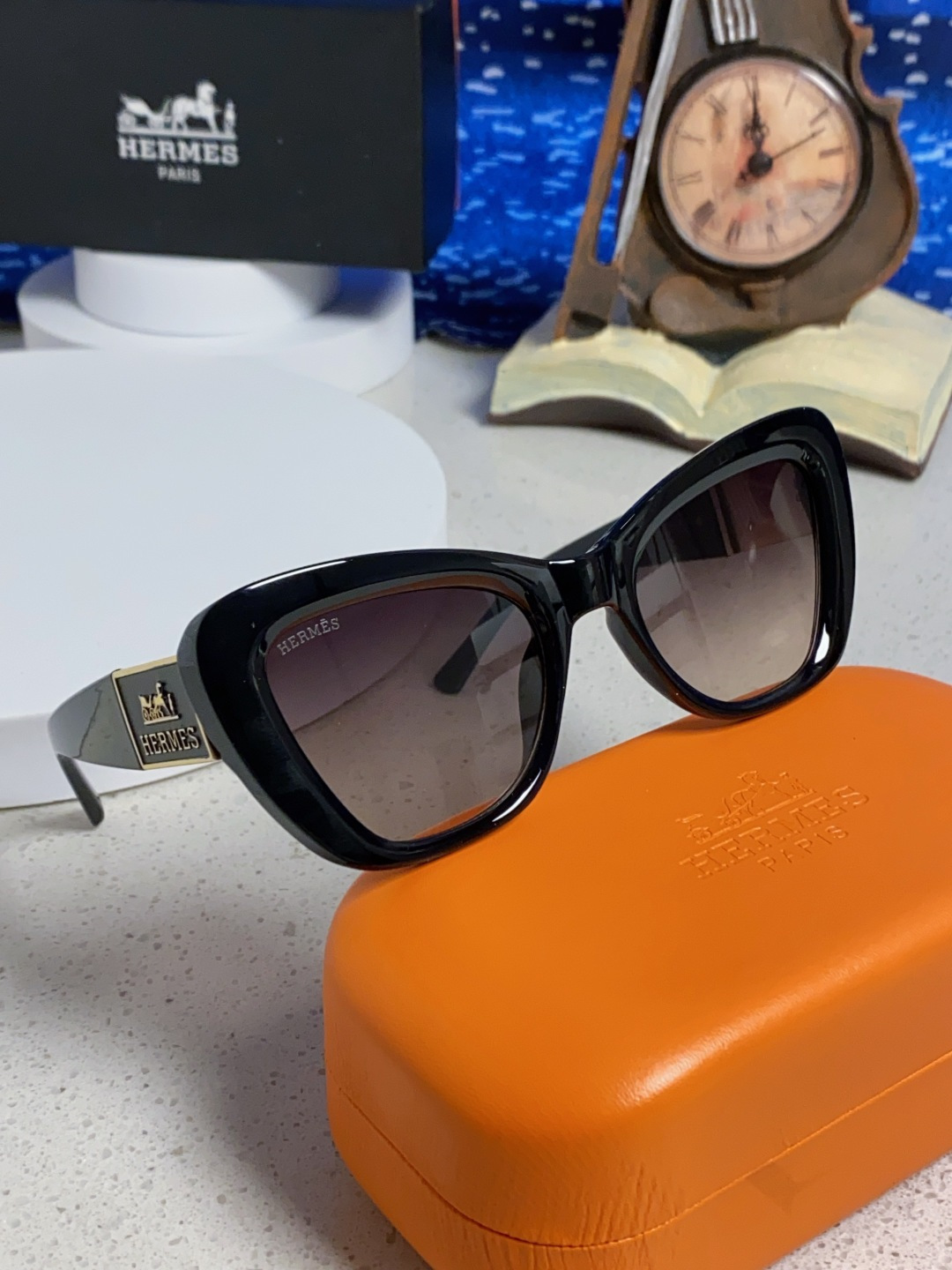 Hermes爱马仕 2025新款多边形猫眼墨镜方圆大脸显瘦太阳眼镜高级感防晒紫外线潮男女通用