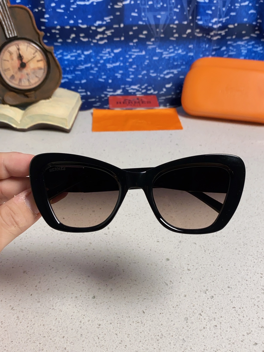 Hermes爱马仕 2025新款多边形猫眼墨镜方圆大脸显瘦太阳眼镜高级感防晒紫外线潮男女通用