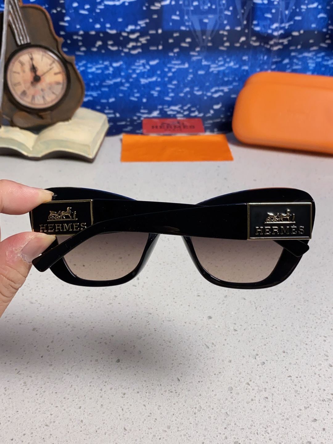 Hermes爱马仕 2025新款多边形猫眼墨镜方圆大脸显瘦太阳眼镜高级感防晒紫外线潮男女通用