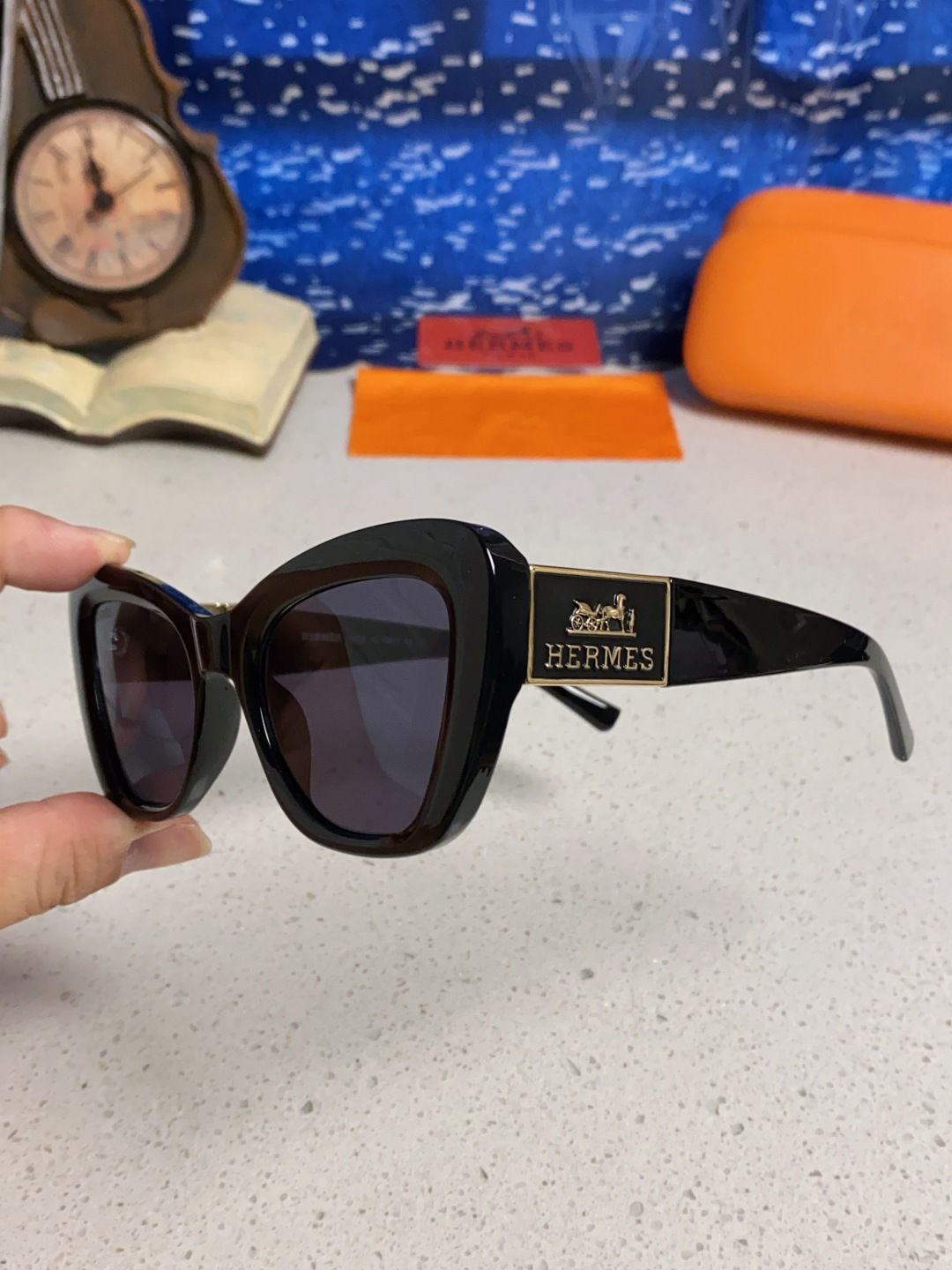 Hermes爱马仕 2025新款多边形猫眼墨镜方圆大脸显瘦太阳眼镜高级感防晒紫外线潮男女通用