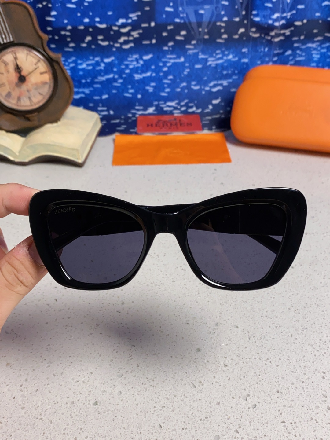 Hermes爱马仕 2025新款多边形猫眼墨镜方圆大脸显瘦太阳眼镜高级感防晒紫外线潮男女通用