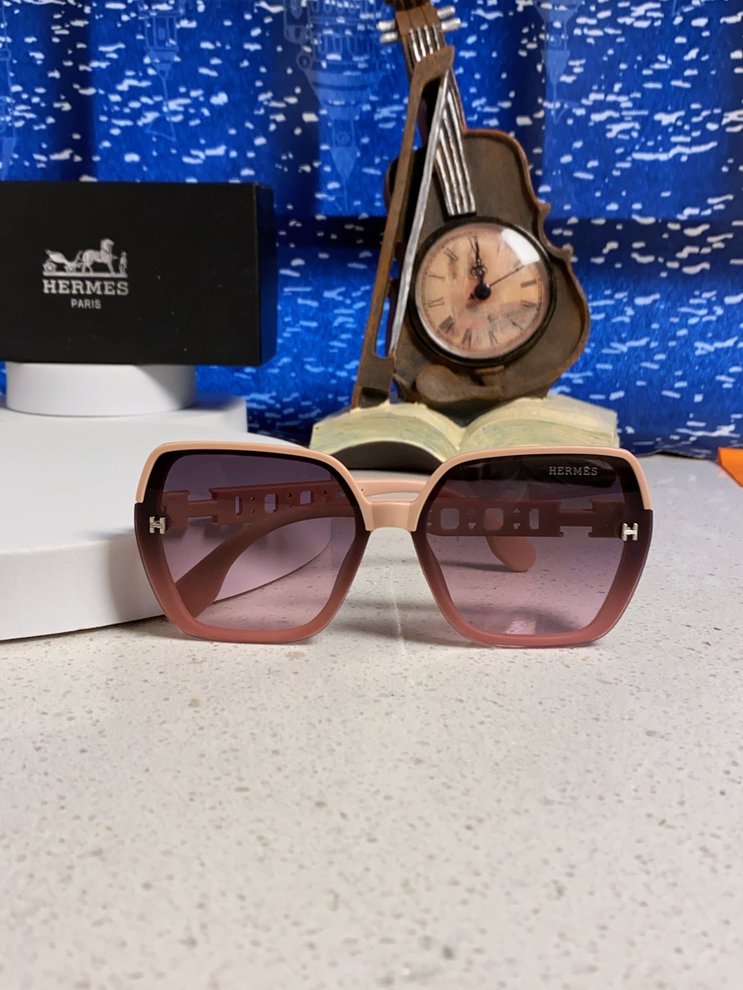 Hermes爱马仕 2025新款时尚偏光太阳镜女开车墨镜H家眼镜圆框镂空大框显脸小防紫外女款