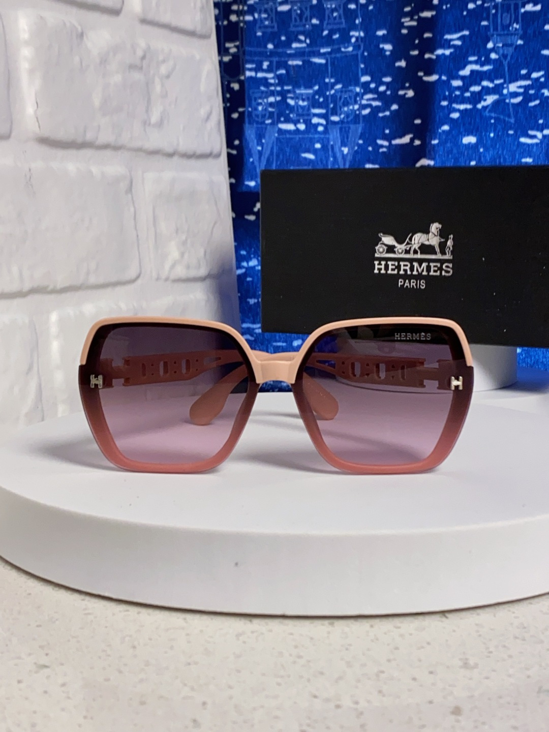 Hermes爱马仕 2025新款时尚偏光太阳镜女开车墨镜H家眼镜圆框镂空大框显脸小防紫外女款