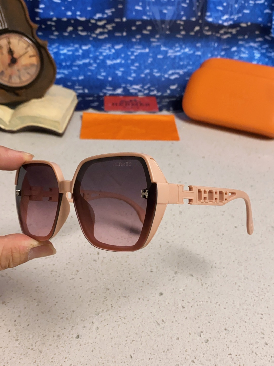 Hermes爱马仕 2025新款时尚偏光太阳镜女开车墨镜H家眼镜圆框镂空大框显脸小防紫外女款