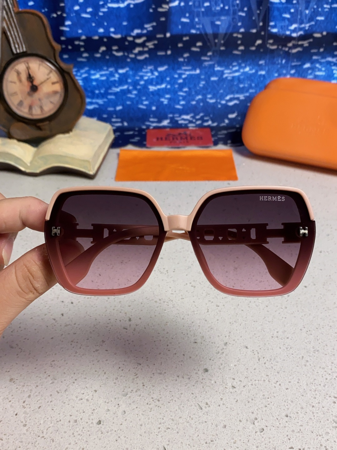 Hermes爱马仕 2025新款时尚偏光太阳镜女开车墨镜H家眼镜圆框镂空大框显脸小防紫外女款