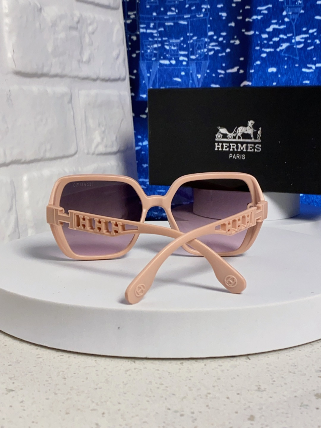 Hermes爱马仕 2025新款时尚偏光太阳镜女开车墨镜H家眼镜圆框镂空大框显脸小防紫外女款