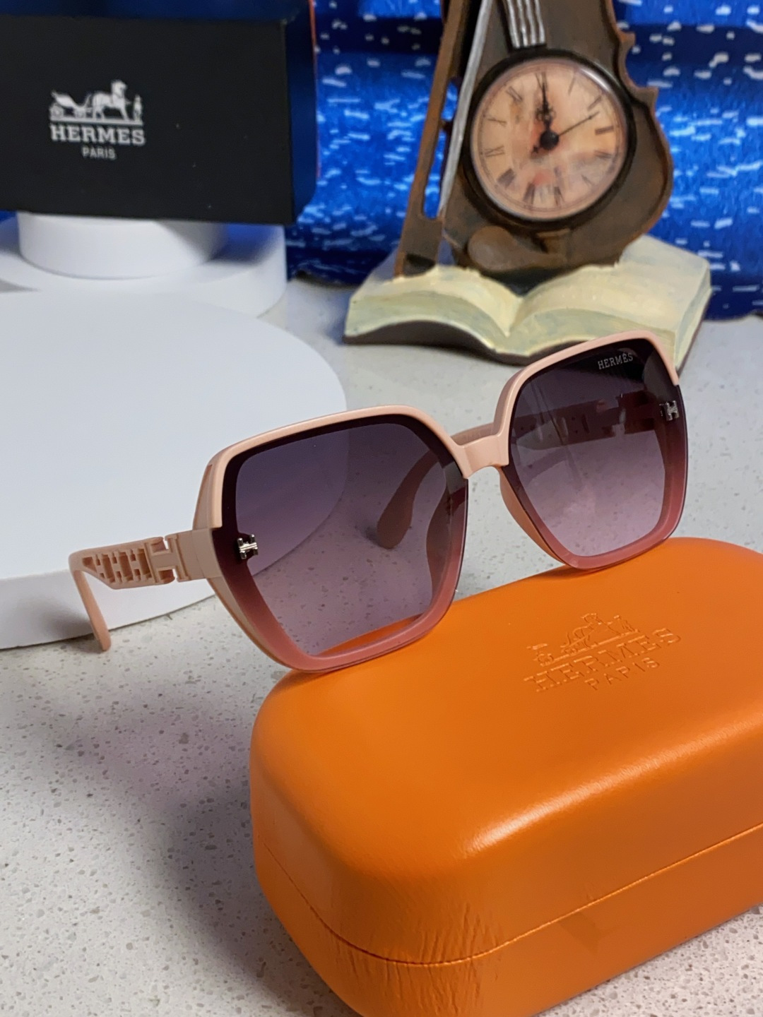Hermes爱马仕 2025新款时尚偏光太阳镜女开车墨镜H家眼镜圆框镂空大框显脸小防紫外女款