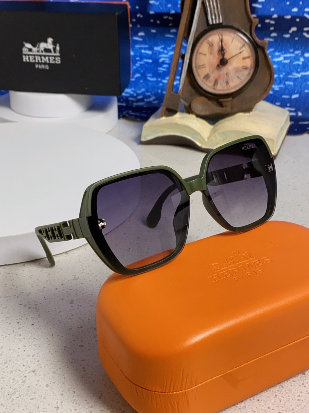Hermes爱马仕 2025新款时尚偏光太阳镜女开车墨镜H家眼镜圆框镂空大框显脸小防紫外女款