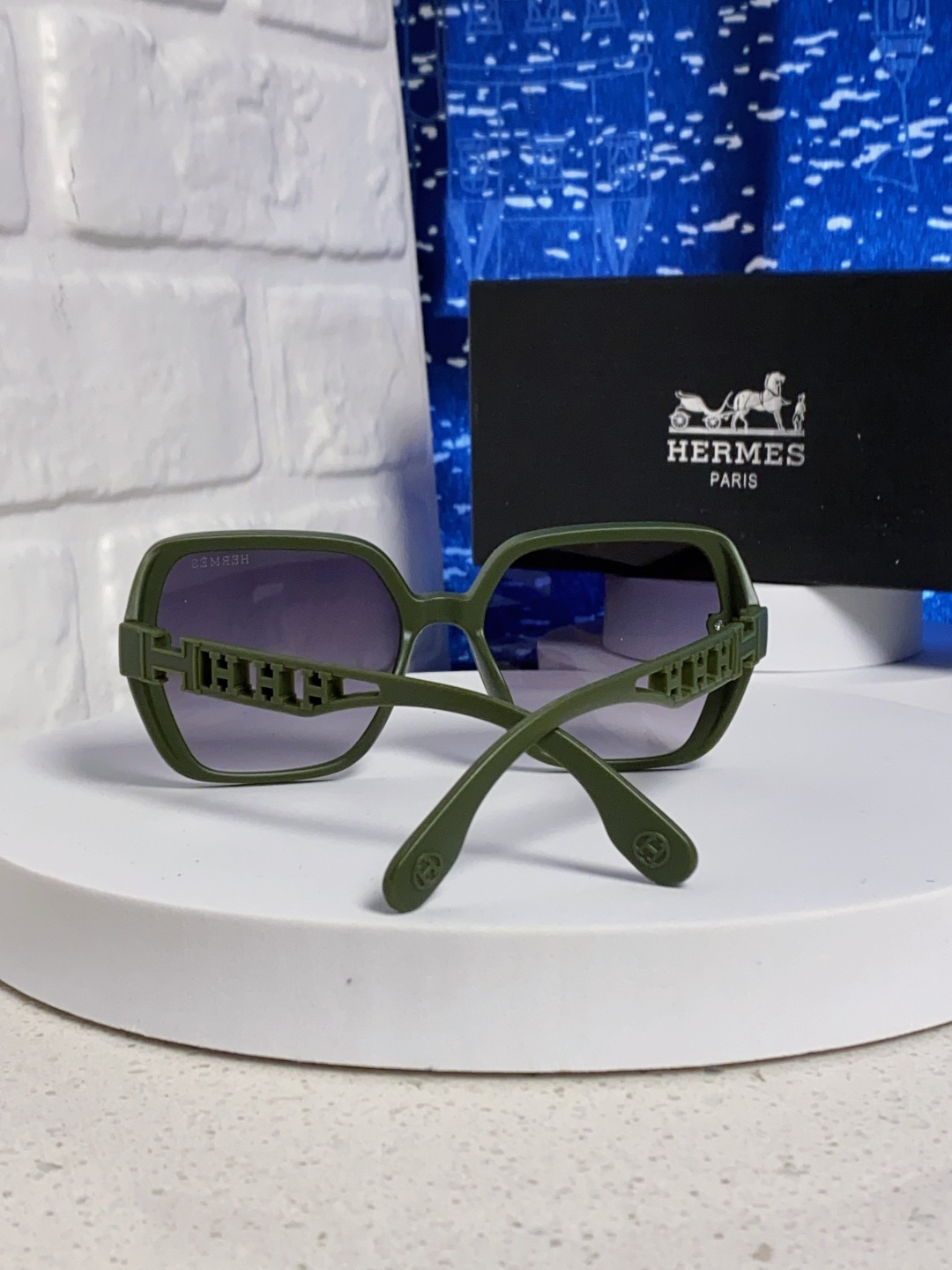 Hermes爱马仕 2025新款时尚偏光太阳镜女开车墨镜H家眼镜圆框镂空大框显脸小防紫外女款